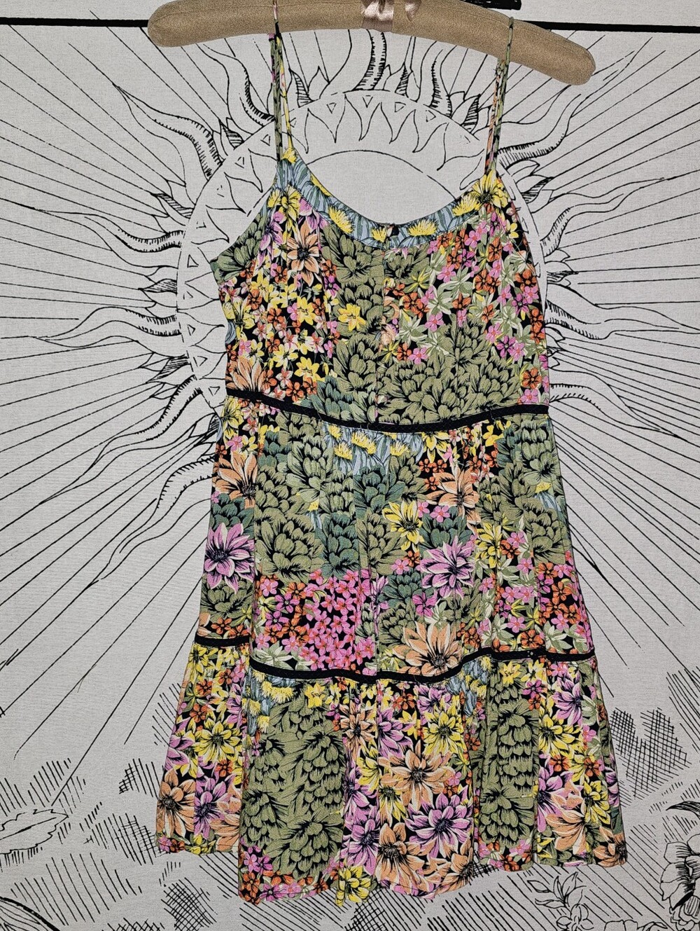 Urban Outfitters Dark Floral Sleeveless Sun Dress Sz Medium